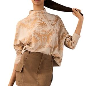 Pilcro Anthropologie Alani 100% Cashmere Mockneck Boxy Pullover Sweater M